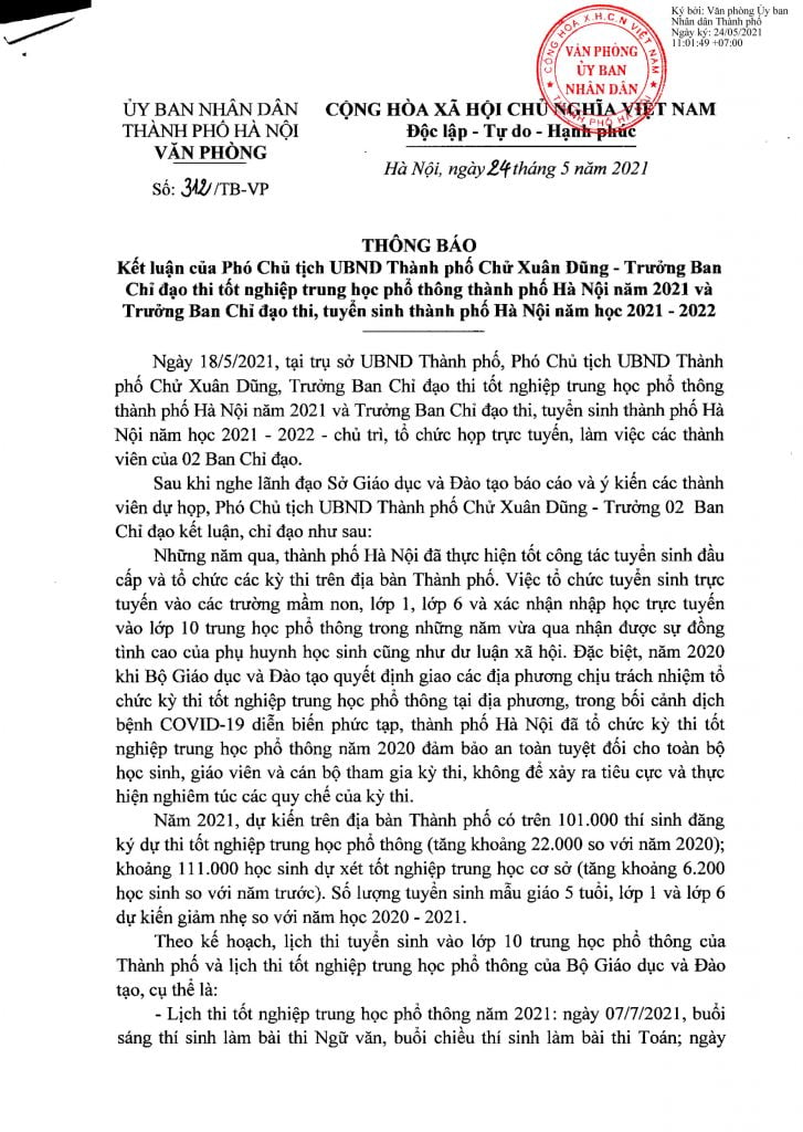 thông tin tuyển sinh mới nhất 2021