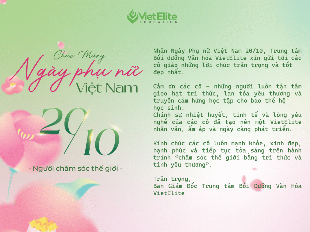 Lời chúc 20/10 – VietElite tôn vinh những người phụ nữ truyền cảm hứng