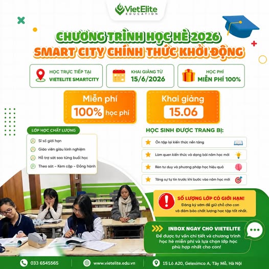 VietElite mở lớp học hè miễn phí tại cơ sở Smartcity