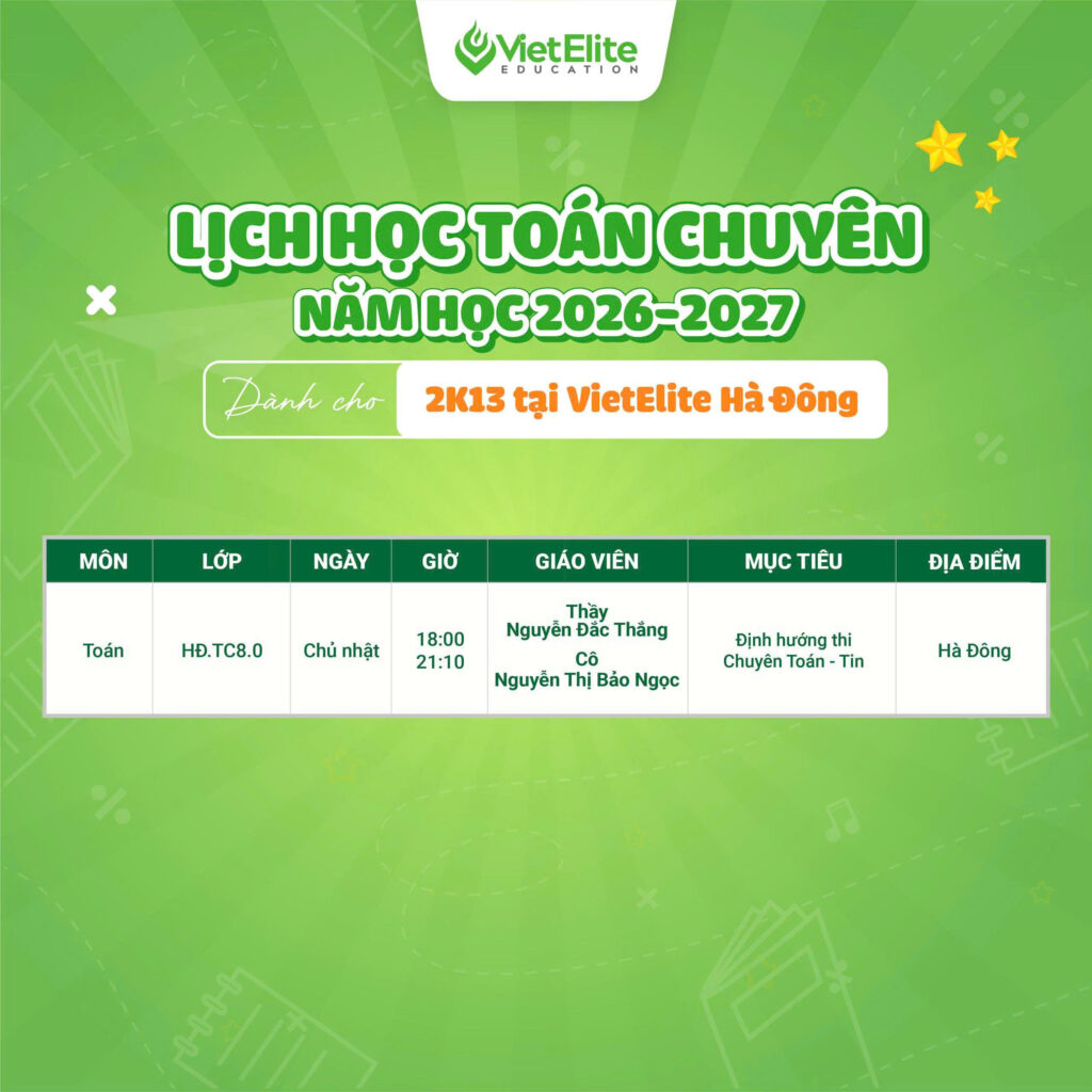 Toán chuyên cơ sở Hà Đông