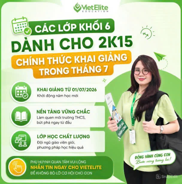 Các lớp khối 6 chính thức khai giảng tại VietElite